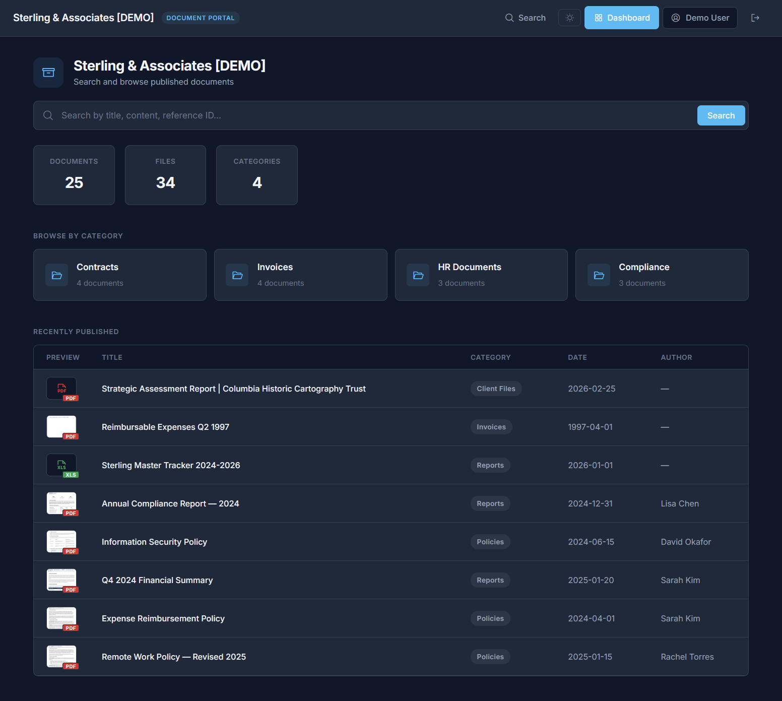 Document Portal — Dark Mode